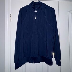 Navy Blue Zip-Up Scrub Jacket